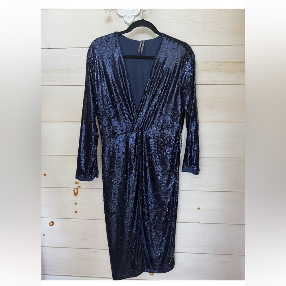 Anthropologie Navy Sequin Dress